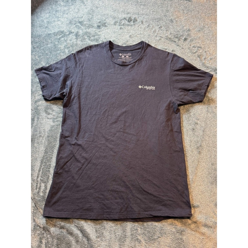 Columbia PFG Fish American Flag T-Shirt Navy Blue Large Mens Fishing Graphic